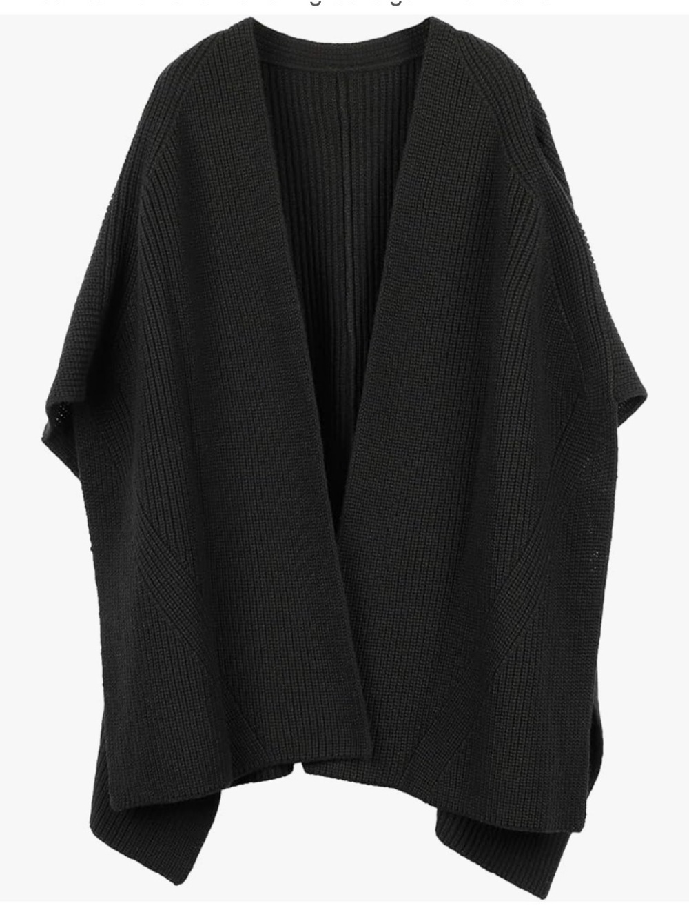 AllSaints Travelling Rib Knit Ruana Cardigan Black OS Wool Blend Cocoon NWT